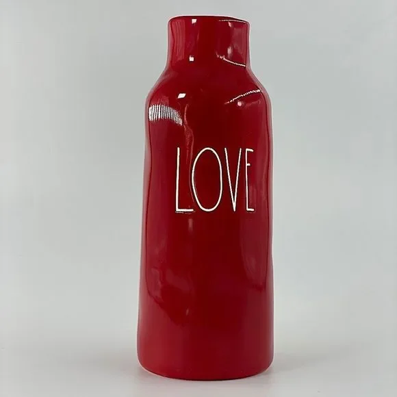 Rae Dunn Red Love Vase with White Letters - Picture 3 of 15